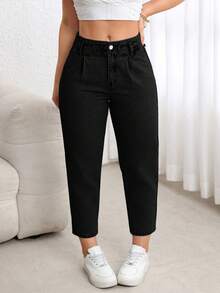 EMERY ROSE Quần denim ống côn thường ngày cỡ lớn cho nữ, không co giãn, giảm giá - màu đen - Xem 6