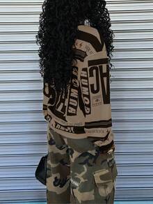 Rovax Oversized Crew Neck Drop Shoulder Long Sleeve Sweatshirt - Brown - View 2