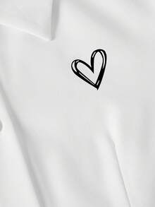 Elladie kids Camisa casual de manga larga con botones y ajuste ceñido con estampado para niña preadolescente