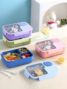 SHEIN 1 Buah Kotak Bekal Kartun, Aman untuk Microwave, Portabel, Mangkuk Salad, Nasi, Cocok untuk Pekerja, Buah, Sayuran, Sandwich, Sempurna untuk Persiapan Makanan - MultiWarna - View 2