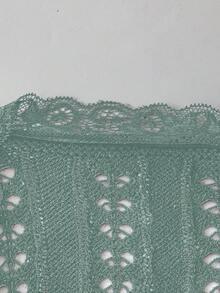 Celisse Cárdigan ligero de manga larga con lazo delantero de unicolor para mujer - verde menta - Ver 3