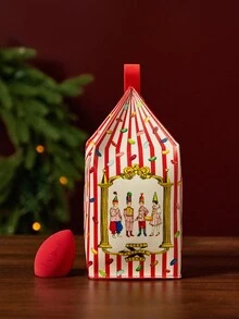 HARRY POTTER X SHEIN 1个糖果盒造型印花大容量PU皮革化妆包，多功能收纳袋，小物件整理包，旅行收纳包，数码配件包，适合日常携带、旅行、工作、化妆或学习，女性和学生适用，礼品之选 - 紅色 - 查看 4