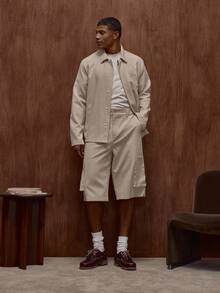 Musero Long Line Enlarged Premium Cargo Style Pocket Shorts /Winter - Apricot - View 5