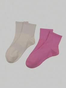 ROMWE 4 Pairs Casual & Versatile Solid Color Mid-Calf Socks - Multicolor - View 2