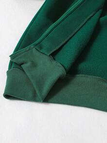 SHEIN 青少年男孩简约印花连帽衫和裤子两件套 - 綠色 - 查看 3