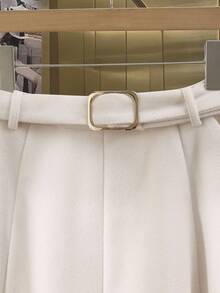 Franclia 新款秋冬加厚羊毛中长款高腰修身女裙 - 杏色 - 查看 4