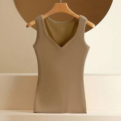 여성용 단색 보온 안감 탑, 가을/겨울