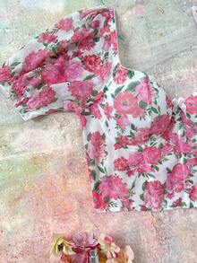 1 件女士浪漫泡泡袖鱼骨钢圈内衣上衣