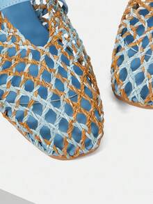 MOTF 女式编织方头平底鞋 - 藍色 - 查看 6