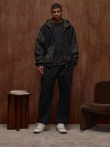 Musero Contrast Checkered Style Zip Through Hooded Jacket Tracksuit Top Only Fall/SPRING SUMMER - Multicolor - View 3