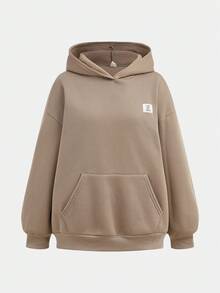 SHEIN Girlism 2 Stücke/Set Teenager Mädchen Solide Braun Locker Lässig Vintage Amerikanischer Stil Englisch Text Grafik Kapuzenpullover Sweatshirt und Jogginghose Trainingsanzug, geeignet für Herbst/Winter, Schulanfang Saison, thermisch gefüttert Teenager Mädchen Braun Set Mädchen Kleidung Set Braun Outfit Set