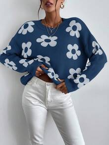 EMERY ROSE 休闲百搭圆领宽松女式套头毛衣 - Iron Gray - 查看 3