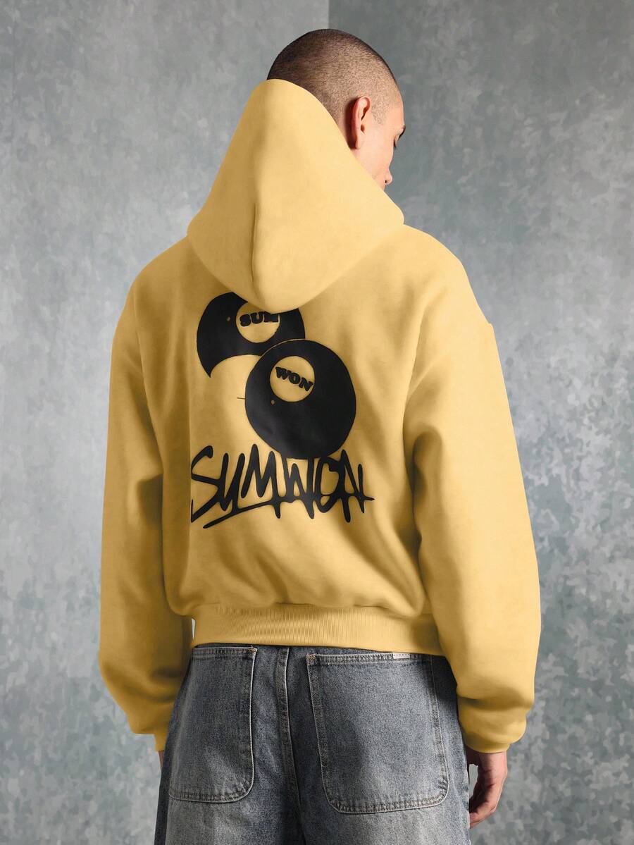 SUMWON Crop Fit Unisex Casual Summon Text Print Graphic Oversized Hoodie Streetwear Fashion Sweatshirt Fall Winter Pullover Skater Style Long Sleeve Sweater