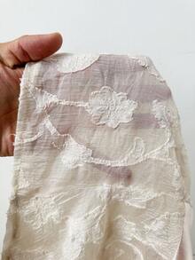 Sweetra Áo sơ mi tay dài vải jacquard chắp vá thanh lịch cỡ lớn - Màu be - Xem 8