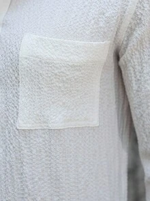Manfinity Homme Camisa casual y versátil de unicolor y textura para hombre, otoño - Blanco - Ver 4