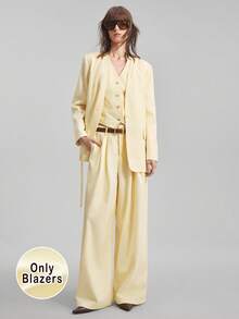 Ontre 2025秋冬新款女士纯色西装外套、优雅婚礼宾客礼服、教堂商务休闲装、百搭轻便夹克 - 黃色 - 查看 4