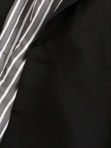 SHEIN Clasi Blazer de manga larga de uso diario minimalista con rayas de talla grande - Negro - Ver 5