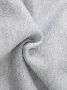 SHEIN 青少年女孩舒适休闲简约口号印花超大圆领长袖连帽衫和紧身运动裤套装，麻灰色 - 彩色 - 查看 6