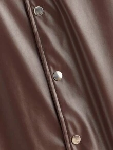 HIMLAND Men's Loose Fit Drop Shoulder Short Leather Jacket Brown, Fall, Winter