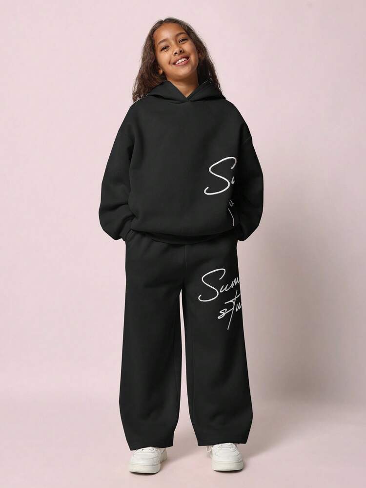Oversized Hoodie And Wide Leg Pants With Script Design