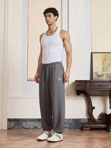 SWAVVY Lässige, locker sitzende Fleece-Jogginghose mit Kordelzug für Herren, Herbst Winter