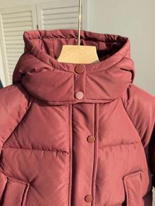 Tween Girl Clothes Burgundy Puffer Jacket Girls Winter Coat Padded Coat Hooded Zip Up Cold Weather - Burgundy - View 4