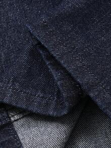 DAZY Bộ áo crop top cổ bẻ và quần jeans ống rộng thoải mái cho nữ - Màu xanh lam - Xem 7