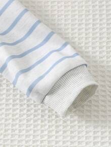 Cozy Pixies 男婴卡通动物印花条纹圆领长袖套头衫男婴上衣狮子婴儿服装婴儿服装男女通用男婴全袖T恤秋冬婴儿卡通服装 - 杏色 - 查看 5