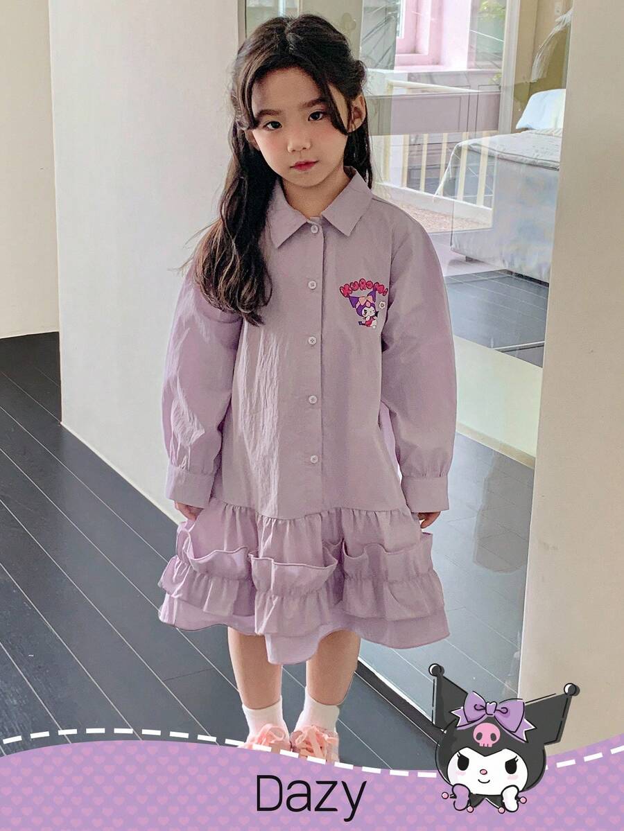 DAZY HELLO KITTY AND FRIENDS | SHEIN 小女孩连衣裙 - 紫色 - 查看 1