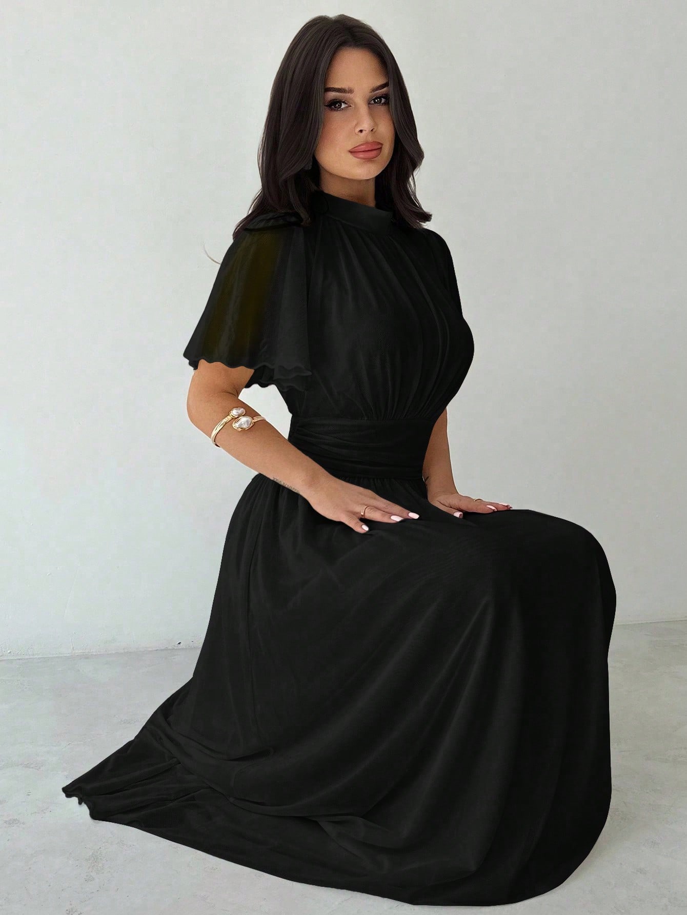 Pleated high-waist dress