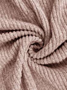 SHEIN 2 件孕妇套装：纯色喇叭袖侧开衩上衣和裤子 2 件孕妇套装 2 件休闲套装女士孕妇装两件套舒适两件套女士毛衣套装 - 粉色 - 查看 7