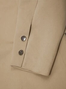 Manfinity Mode Men's Solid Color Lapel Neck Long Sleeve Double Breasted Blazer And Pants Casual Suit Set, Old Money - Khaki - View 5