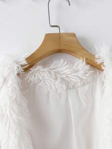 Rusticease Women's Casual Solid Color Fluffy Jacket, Autumn & Winter - White - View 4