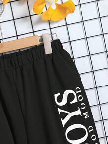 2件套青少年男孩圆领长袖时尚百搭上衣和休闲裤套装