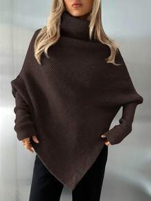 Aloruh Women's New Off-Shoulder Wrap Long Sweater, Milky White, Autumn/Winter,Brown Sweater,Fall - Brown - View 5