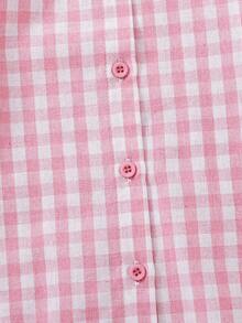 SHEIN LMoss Kids Baby Girls Plaid Button Front Lantern Sleeve Casual Blouse Fall Winter Long Sleeve Button Down Infant Shirt Girl Baby Checkered Shirt Girl Pink Shirt For Baby Toddler Girl Blouses Baby Plaid Shirt
