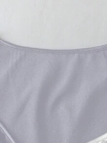 SHEIN MOOSTA Vestido elegante de manga abullonada con contraste de color para rave - Blanco - Ver 5