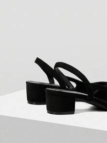 MOTF PREMIUM WOMEN'S COMFORTABLE SQUARE TOE LOW HEEL PUMPS FOR CHRISTMAS - Black - View 8