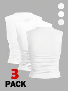 Auralis 3件套女士加大码无袖修身基本款背心 - 白色 - 查看 2