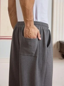 SWAVVY Lässige, locker sitzende Fleece-Jogginghose mit Kordelzug für Herren, Herbst Winter