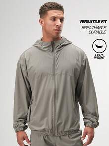 Men's Long Sleeve Casual Versatile Simple Gray Hoodie Jacket - Grey - View 3