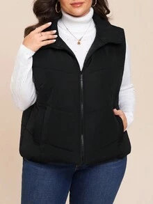 Comfylo Damen Große Größen Warme Reißverschluss Weste mit Wattierung, Herbst/Winter