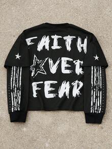 Manfinity EMRG Men's Street Style Pullover Crew Neck Sweatshirt, Fall - Black - View 2