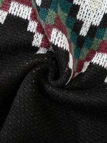 Manfinity Homme Men's Casual Retro Geometric Pattern Crew Neck Sweater, Autumn/Winter - Multicolor - View 3