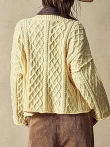 Bohemela Autumn/Winter Boho Cream Yellow Casual Cardigan For Women - Yellow - View 7