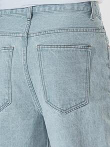 Manfinity EZcore 男士斜口袋牛仔裤，纯色长款水洗直筒浅蓝色工装牛仔裤浅色牛仔裤，适合送给老公、男朋友的礼物