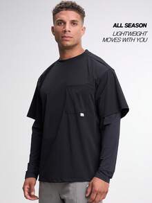 Camisetas informales de cuello redondo con estampado gráfico y corte holgado para hombres - Negro - Ver 4