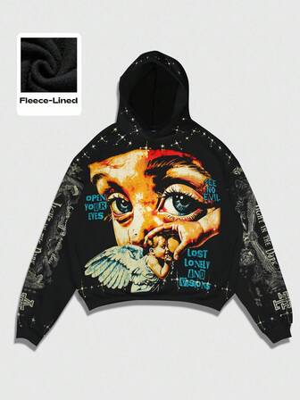 Street Life Punk Style Street Graphic Print Hoodie Sweatshirt For Men, Fall/Winter