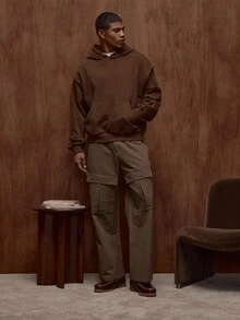 Musero Men Relaxed Fit Hooded Sweater Double Layered Sleeve & Waistline Detailing Drawstring Pull Over Hoodie Fall/Autumn Winter Clothes