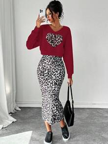 Rafferiza Casual - Modern Casual Casual-Woman Women's Two Pieces Suit, Christmas - Red - View 1